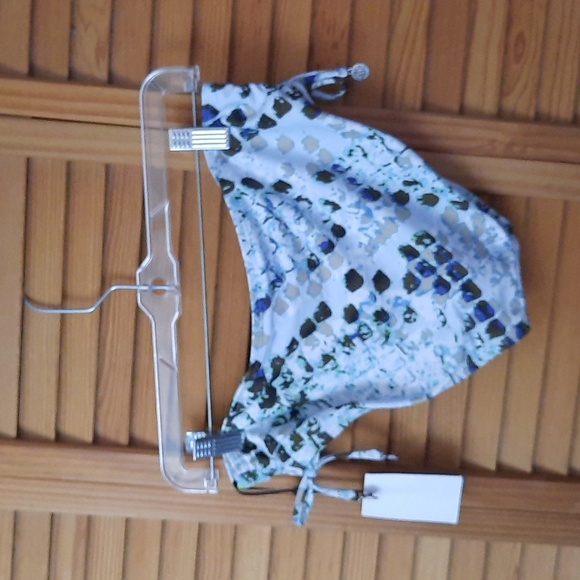 DNKY NWT Blue Brown Side Ruched Tied Bikini Bottom Size Small - Picture 3 of 9